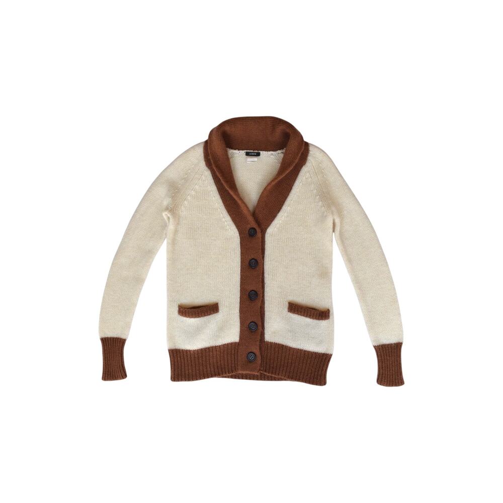 J Crew Cardigan XS Cream Brown Shawl Collar Knit Button Sweater